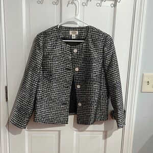 Talbots Black and White Checkered Blazer